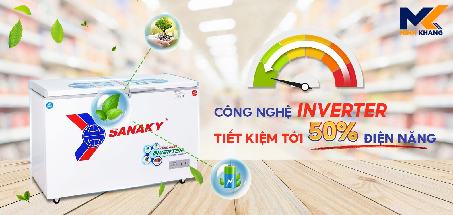 Tủ Đông Sanaky VH-4099A3 Inverter 305 Lít