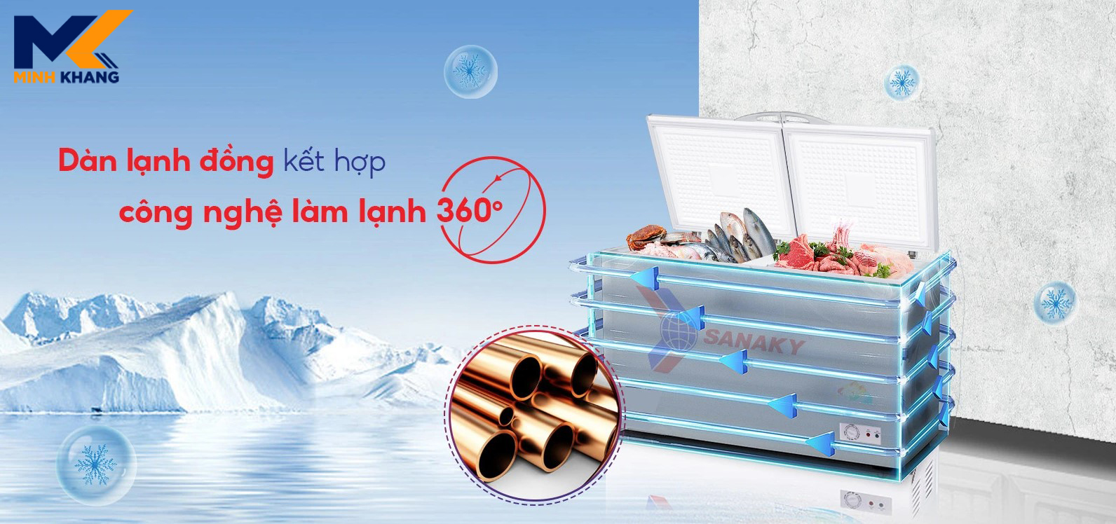 Tủ đông Sanaky VH-2899A1 280 lít với khả năng bảo quản thực phẩm hiệu quả