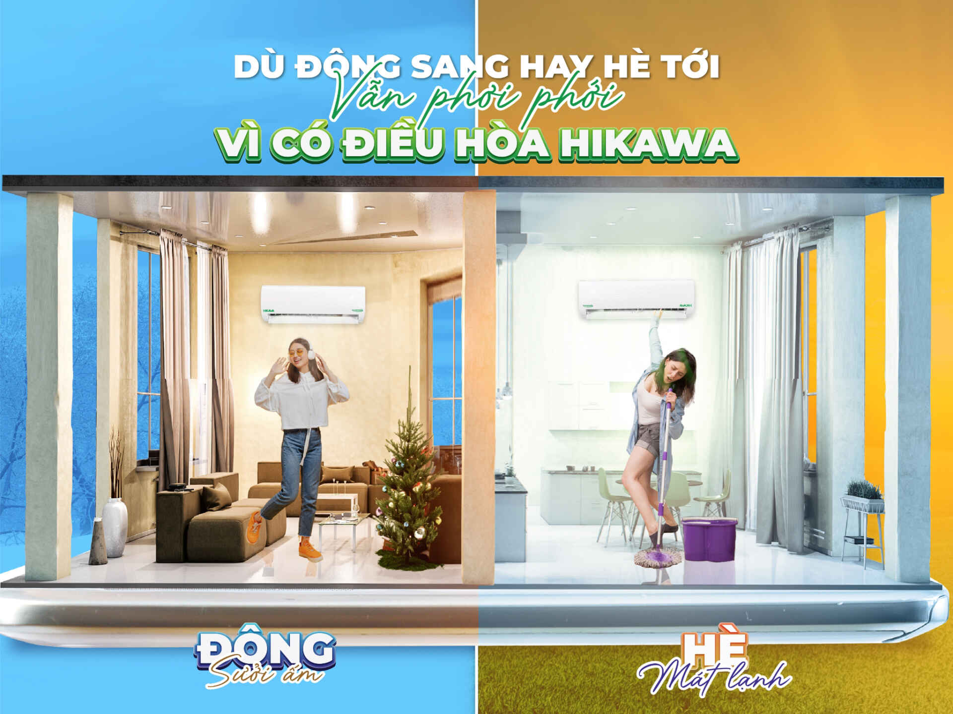 Tận hưởng không gian dễ chịu quanh năm với điều hòa Hikawa HI-VH20A/K-VH20A 2 chiều