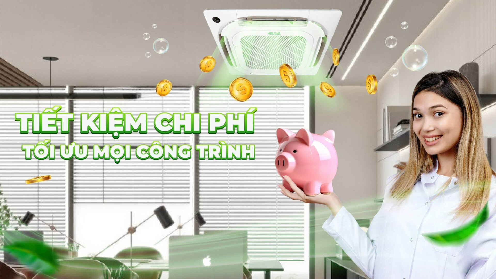 Điều hòa âm trần Hikawa HI-CH30AT/HO-CH30AT 2 chiều tiết kiệm chi phí