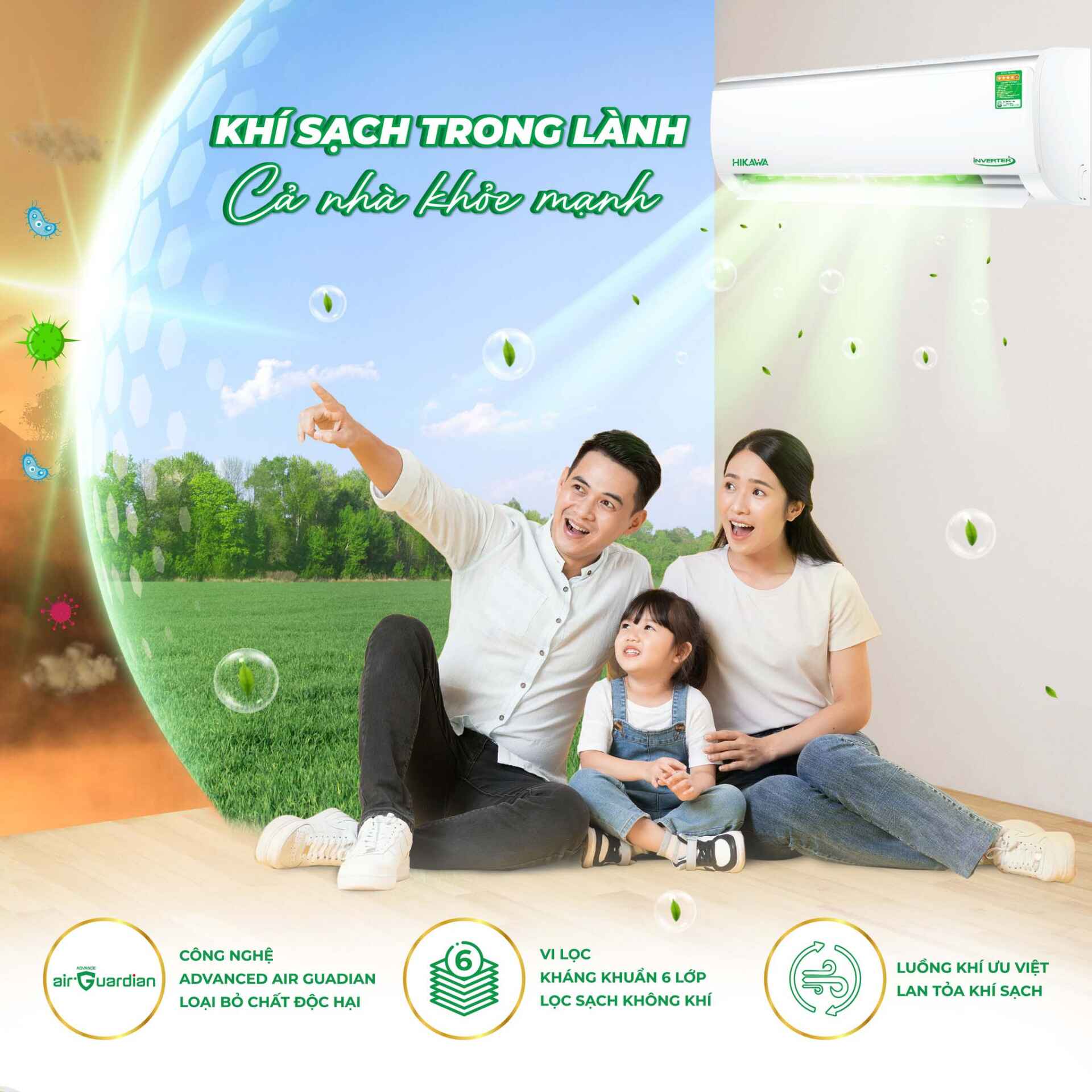 Điều hòa Hikawa HI-VC15A/K-VC15A 12000BTU đem tới không gian trong lành, an toàn cho sức khỏe