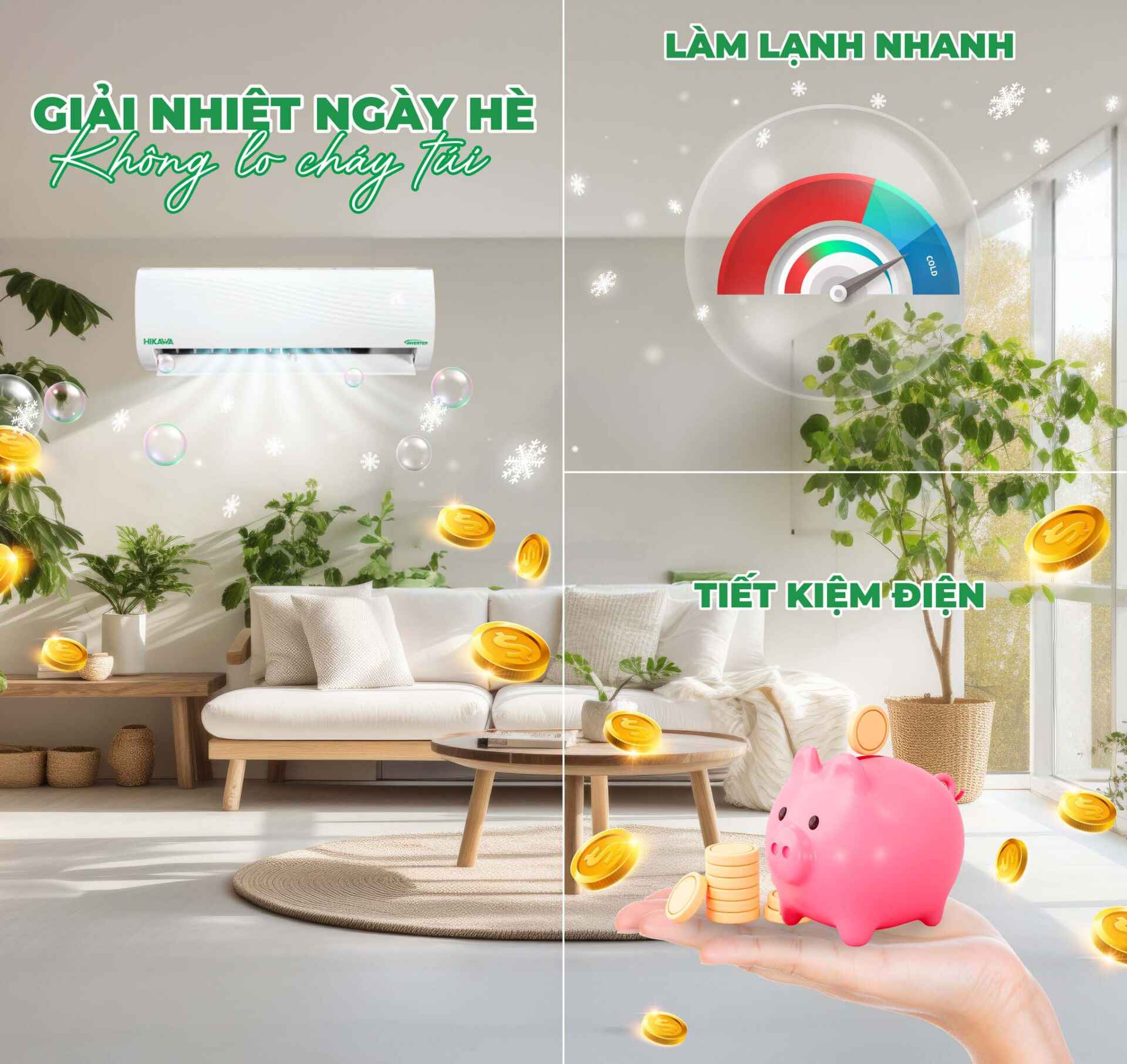 Điều hòa Hikawa HI-VC15A/K-VC15A 12000BTU làm lạnh cực nhanh