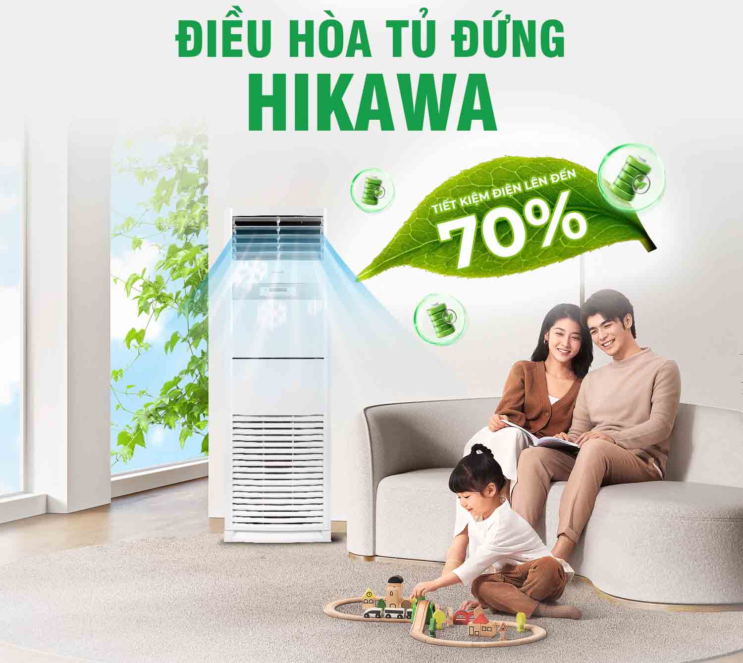 Điều hòa tủ đứng Hikawa HI-FH25M 2 chiều tiết kiệm điện năng nhờ chip GENIUS
