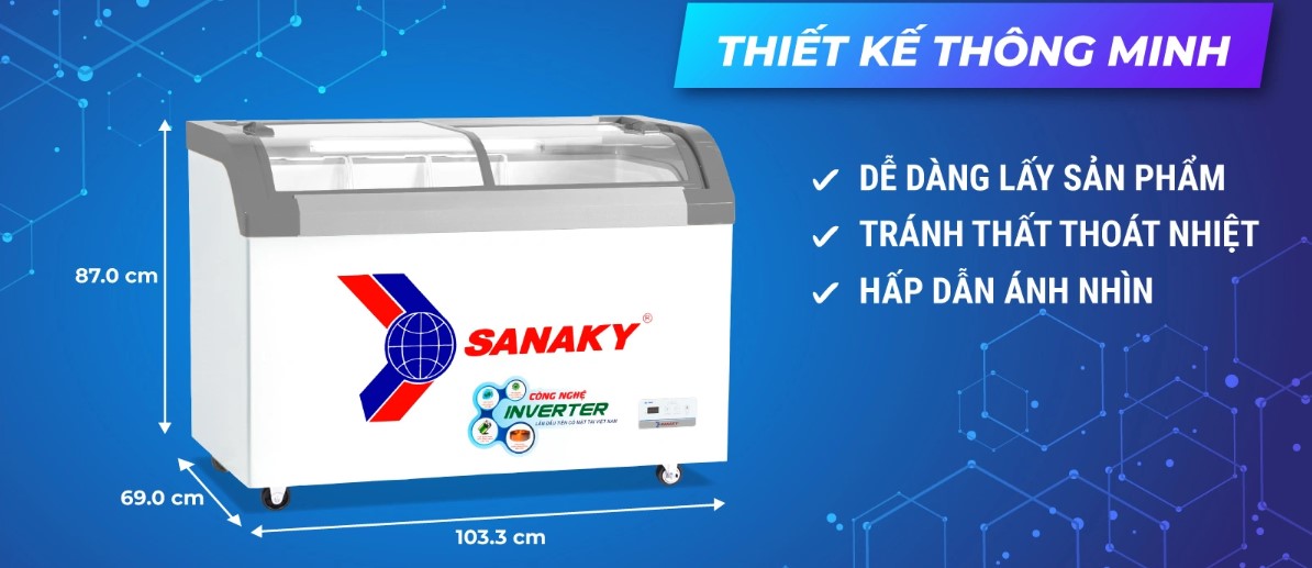 Tủ đông Sanaky VH-3899K3B 280 lít bày trí thực phẩm đẹp mắt, khoa học