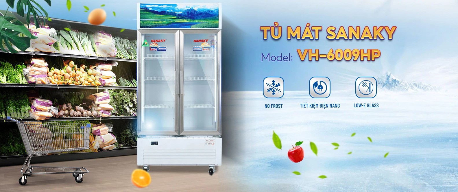 Tủ mát Sanaky VH-1009HP3 900 Lít thiết kế đẹp mắt, dễ dàng bày trí thực phẩm