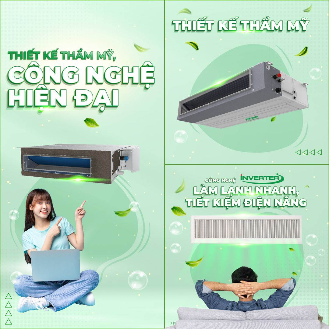 Điều hòa ống gió Hikawa HI-DC40AT/HO-DC40AT tiết kiệm điện năng hiệu quả, hoạt động ổn định