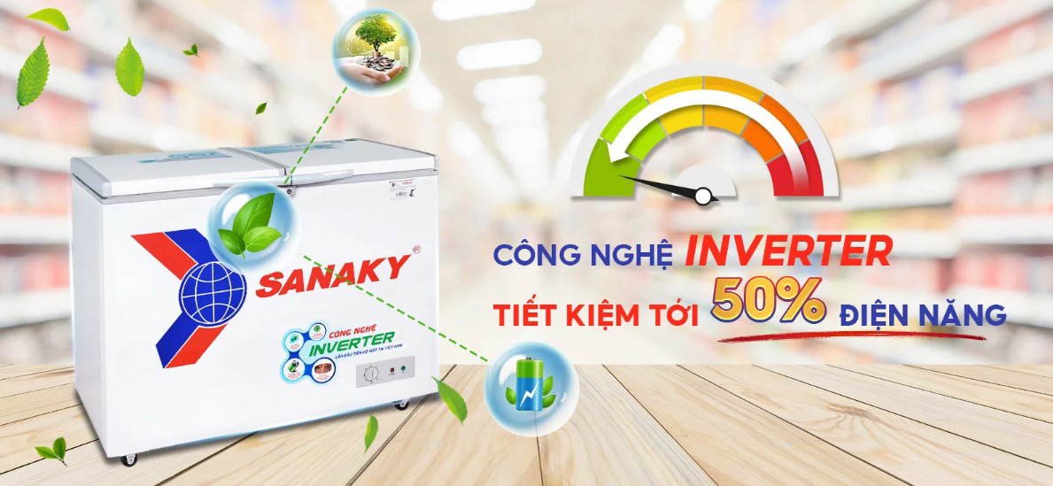 Tủ đông Sanaky VH-2899A3 Inverter siêu tiết kiệm điện năng, thân thiện với môi trường