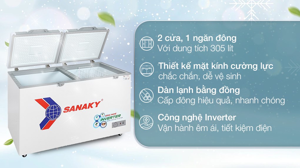 Tủ đông Sanaky Inverter VH-4099A4K 305 Lít