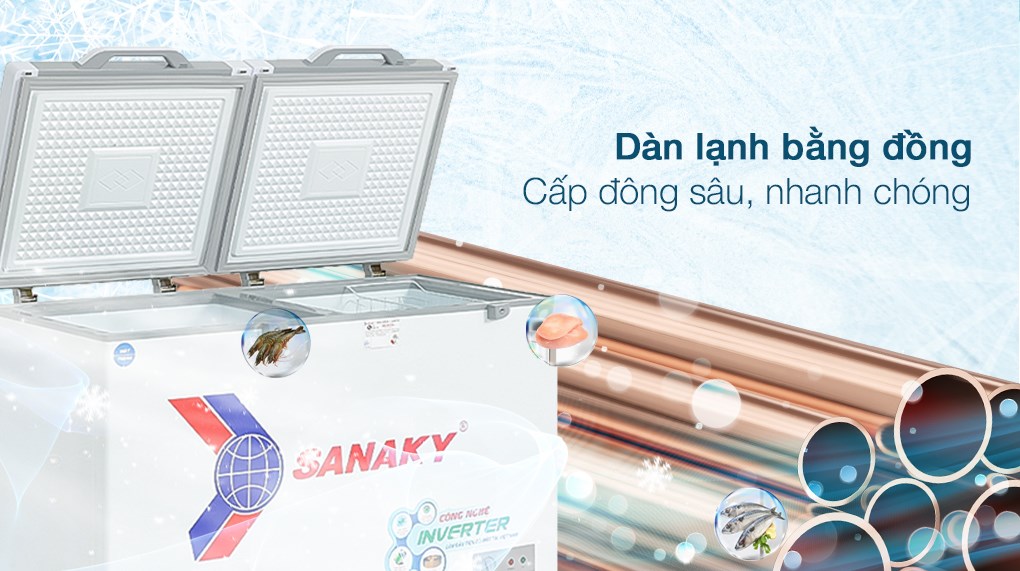 Thực phẩm được bảo quản tốt nhất với tủ đông Sanaky VH-3699W4K 260 lít