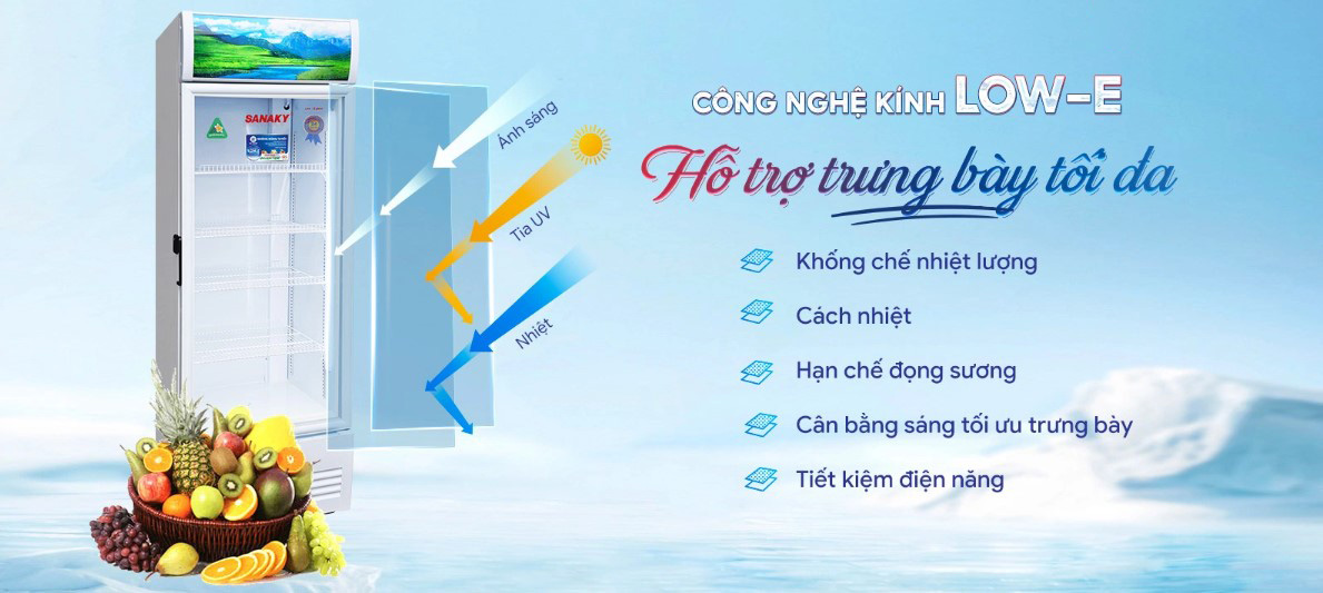 Tủ mát Sanaky Inverter thiết kế kính cường lực 2 lớp chống đọng sương